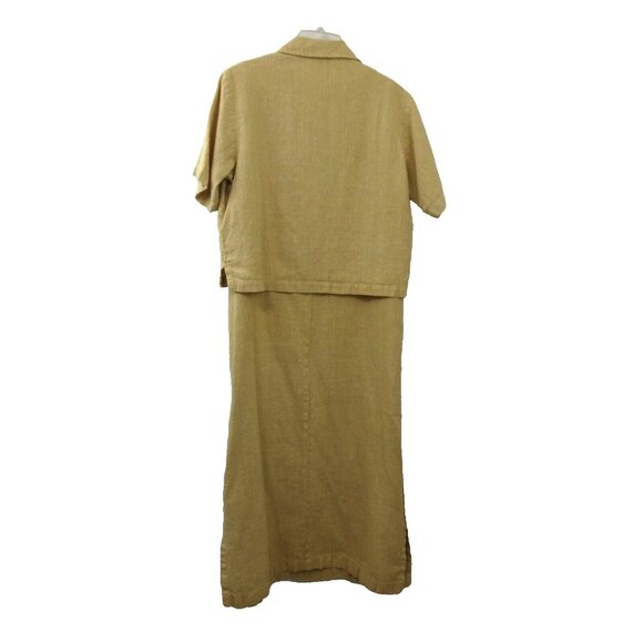 2-Piece 100% Linen Lagenlook Midi Sleeveless Dress-Button Jacket Set Sz Large - Picture 2 of 12